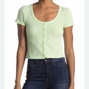 Elodie Green Waffle Knit Crop Top